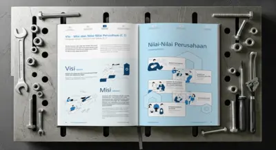 Mitra Angkasa Sejahtera (BAUT) - Annual Report 2024 - Desain Icon dan Infografis (Infographics) Visi, Misi, dan Nilai