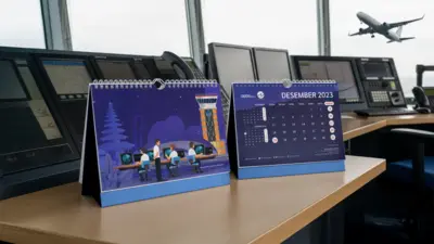 AirNav Indonesia - Kalender 2023 - Desain Ilustrasi Fasilitas dan Lansekap Kota
