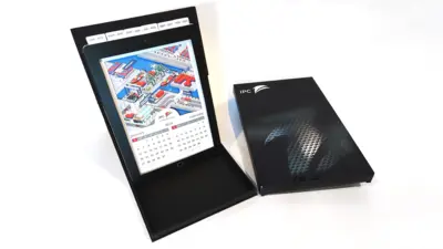 Pelindo (IPC) - Kalender 2019 - Desain Custom Bentuk Tablet dengan Die-Cut Custom